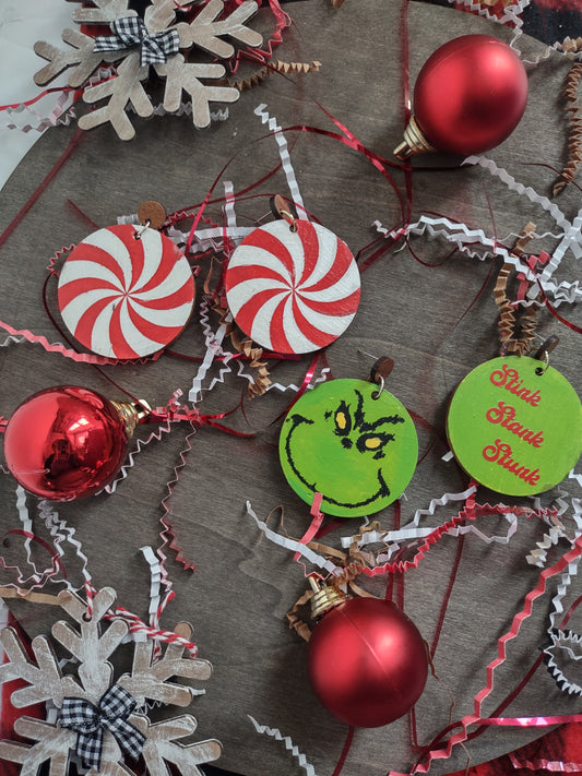 Holiday Earrings: Peppermint and Grinchy